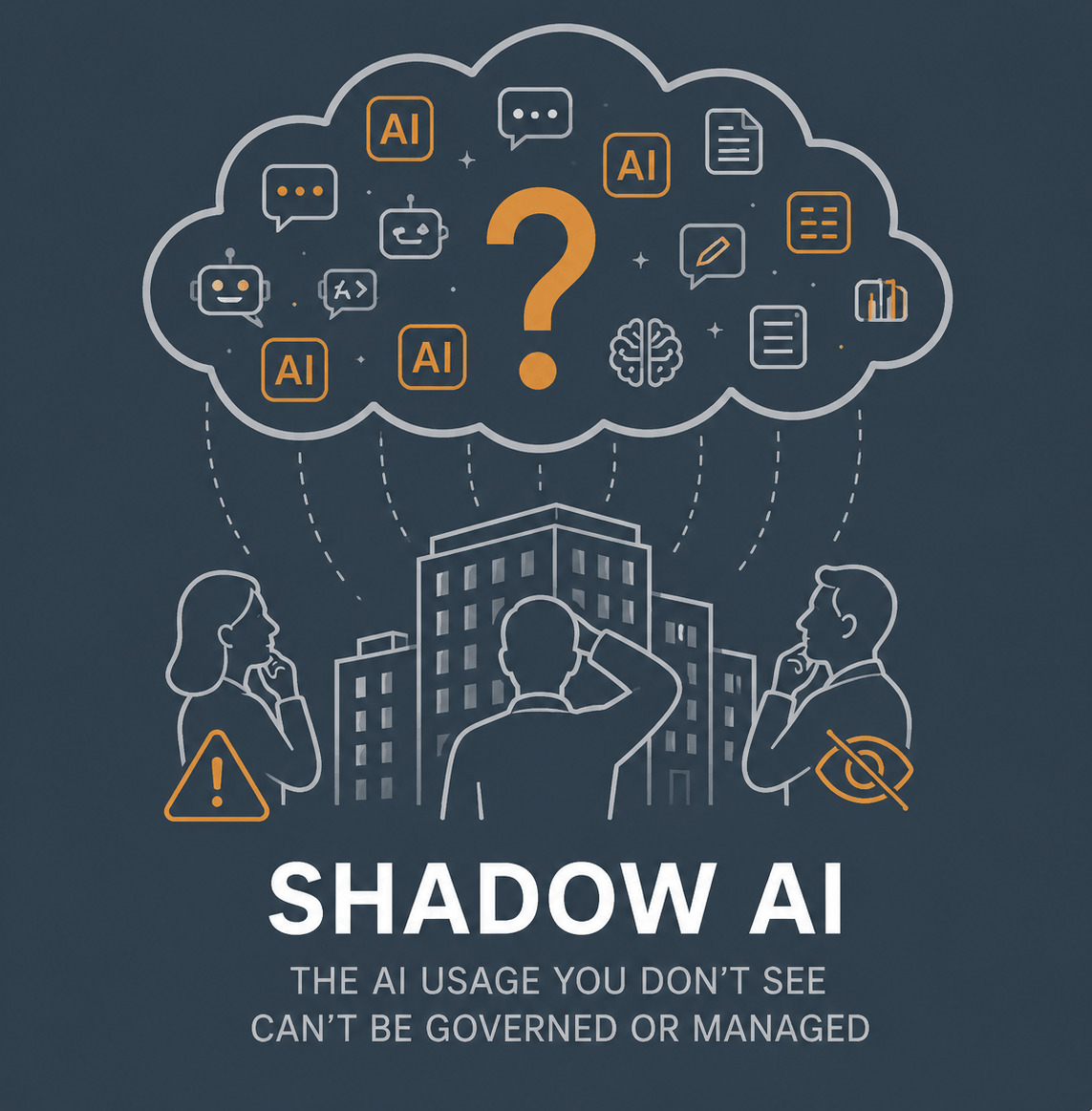 Shadow AI hidden usage illustration