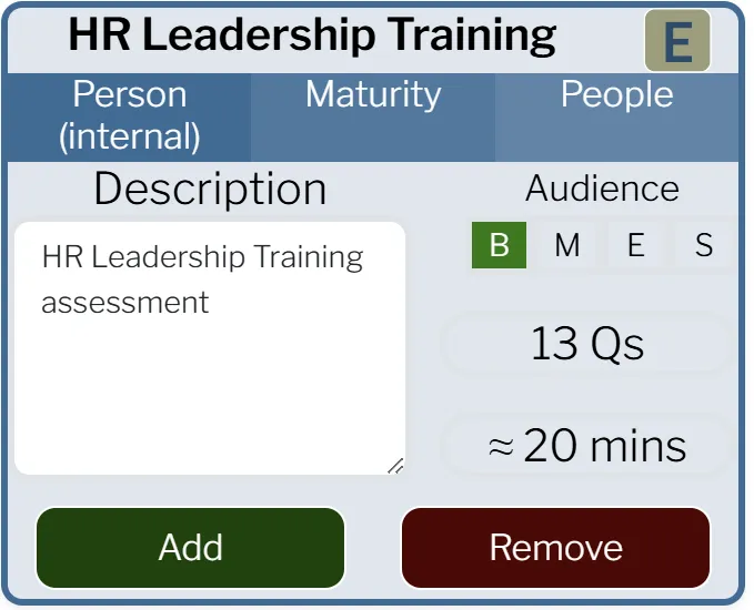 Business readiness template for assessment